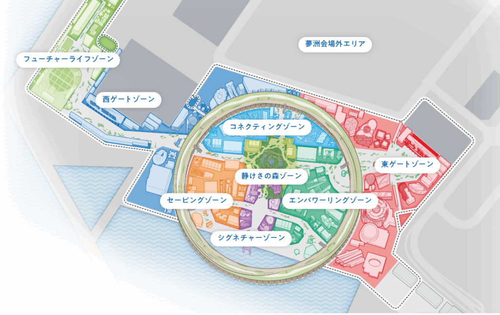 万博のマップイラスト俯瞰