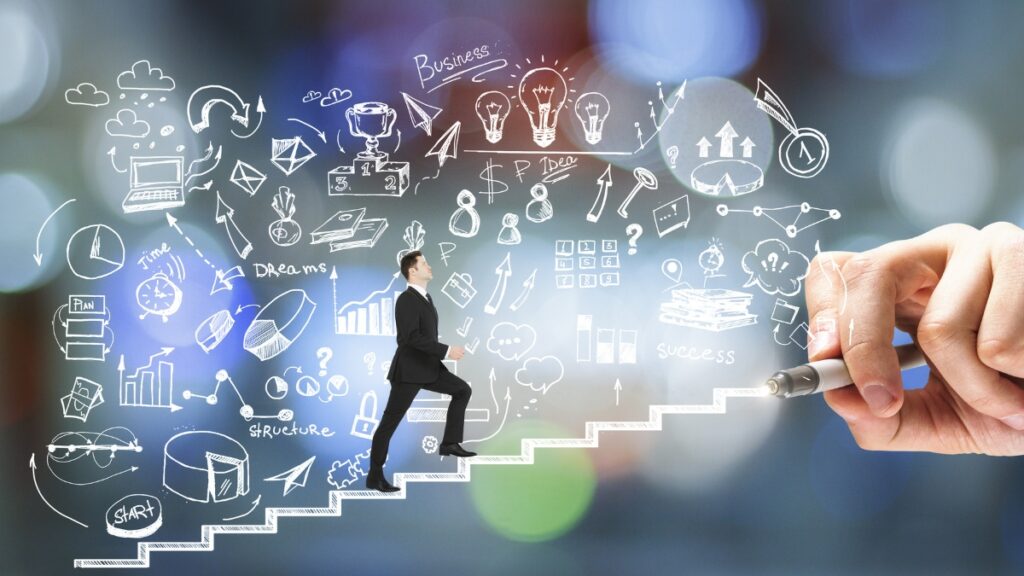 ビジネスパーソンがキャリアアップの階段を上る