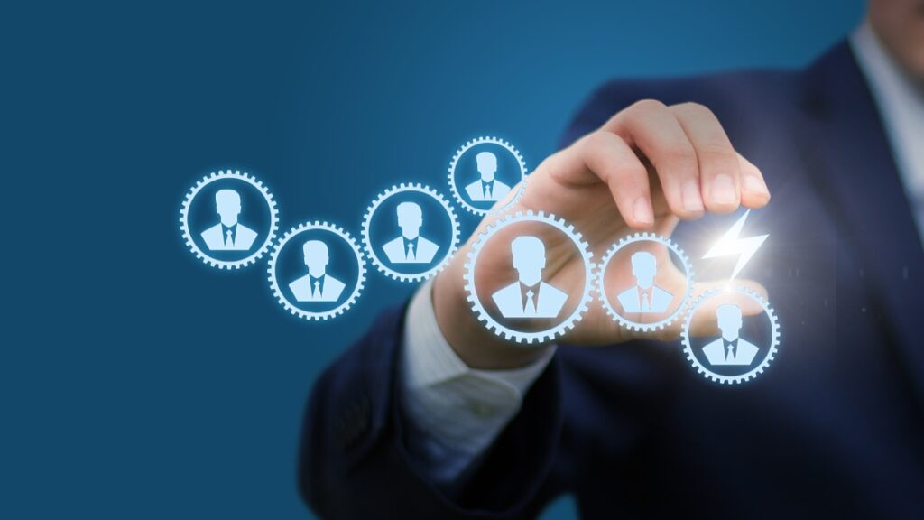 ヒトのアイコンとビジネスパーソン　HRのイメージ