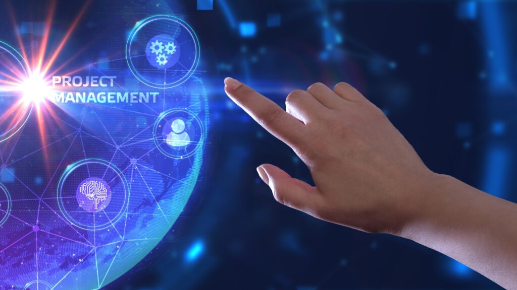 プロジェクト管理のコンセプト。ビジネス、テクノロジー、インターネット、ネットワークのコンセプト