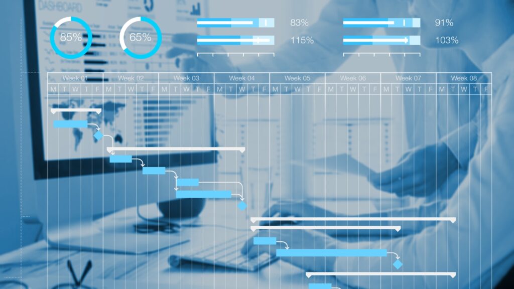  ガントチャートによるプロジェクトマネジメントのスケジューリングコンセプト。