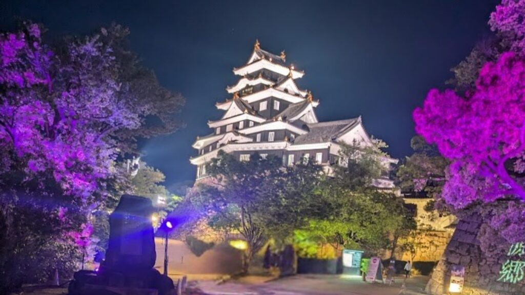 岡山城ライトアップ横から