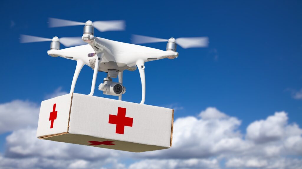 緊急用薬品を運ぶドローン