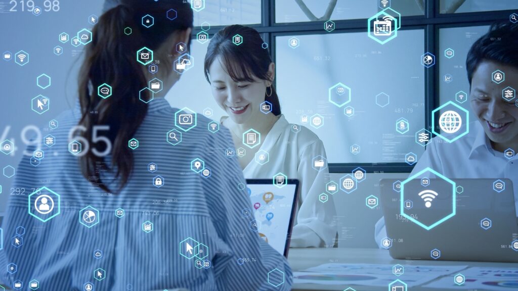  ビジネスコミュニケーションネットワークのコンセプト。サービスとしてのソフトウェア デジタルトランスフォーメーション。