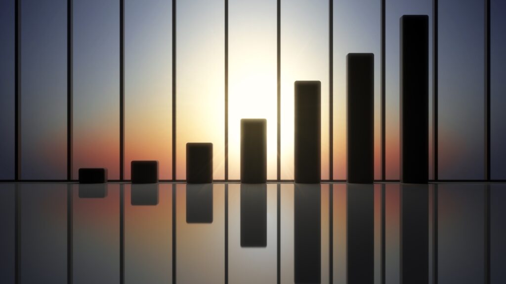 右肩上がりの棒グラフ