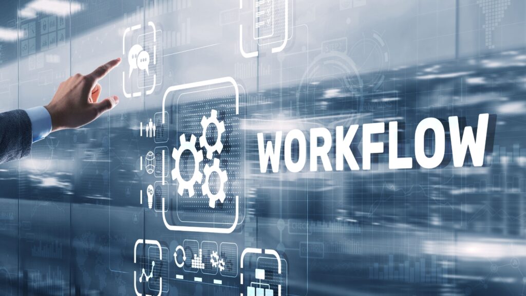 WORKFLOWの文字とビジネスマン