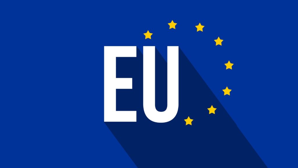 青い背景にEUの文字