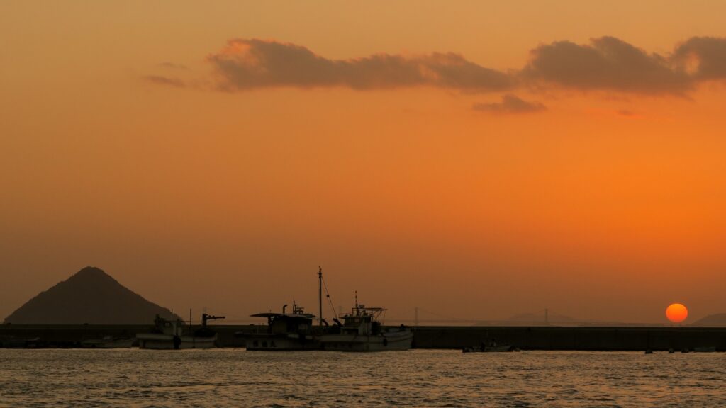 直島の港　サンセット