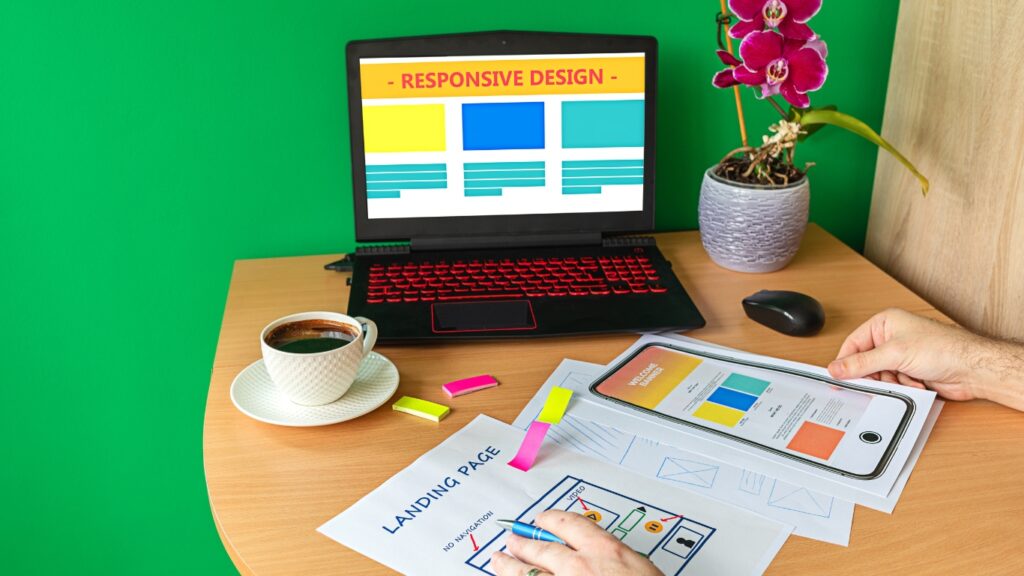 男性がランディングページをデザインしている