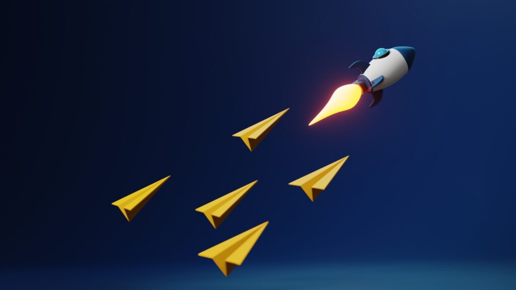 ロケットが飛ぶ　起業のイメージ