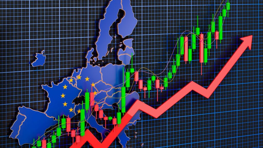 EUの経済成長、上昇トレンド市場、コンセプト。