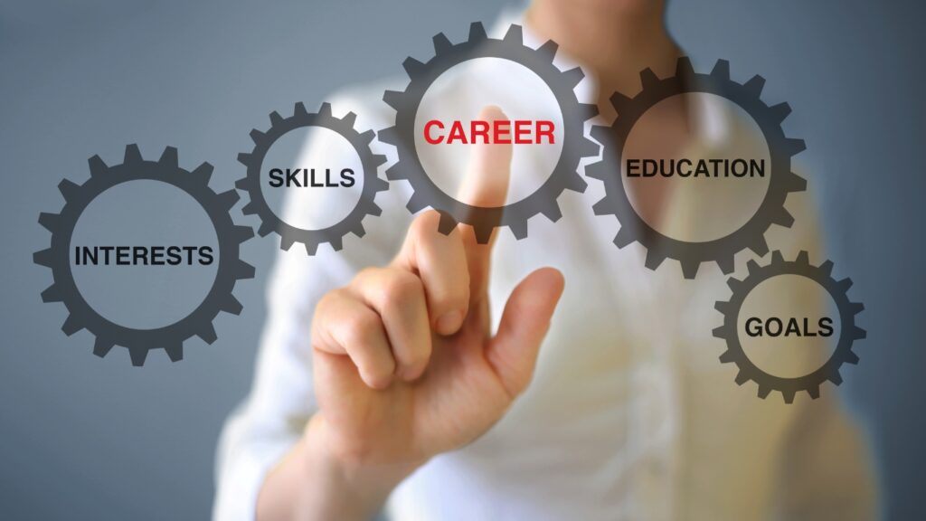 Careerを指さす男性