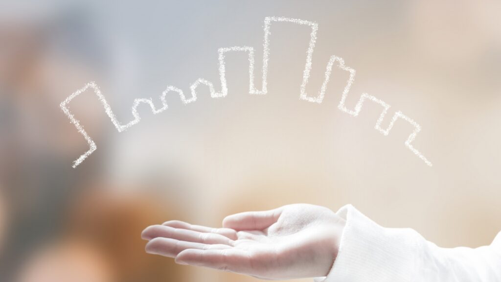 子どおの手のひらと暮らしをイメージしたイラスト