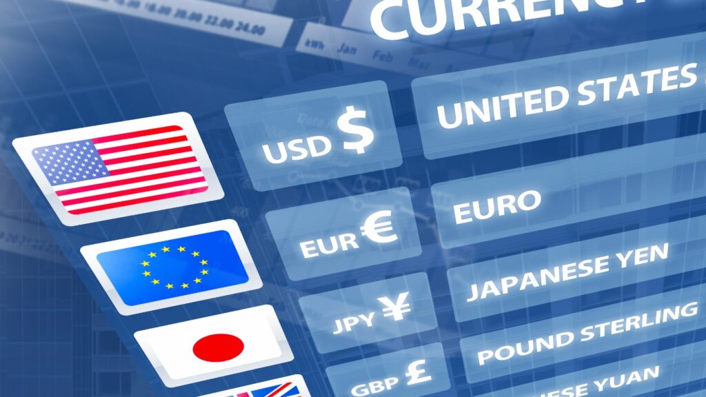 Currency exchange rates: Dollar, Euro, Yen, Pound