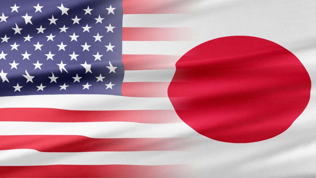 アメリカと日本の旗