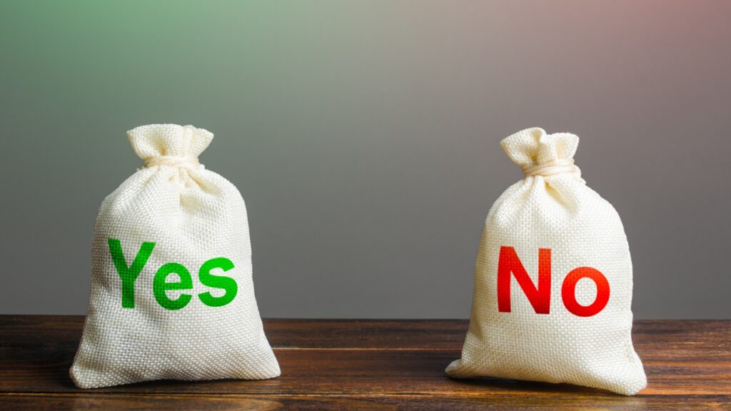 Yes No文字のある袋