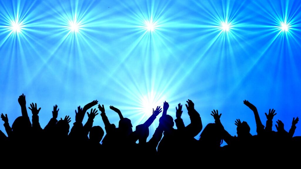 ライブ会場で応援するファン