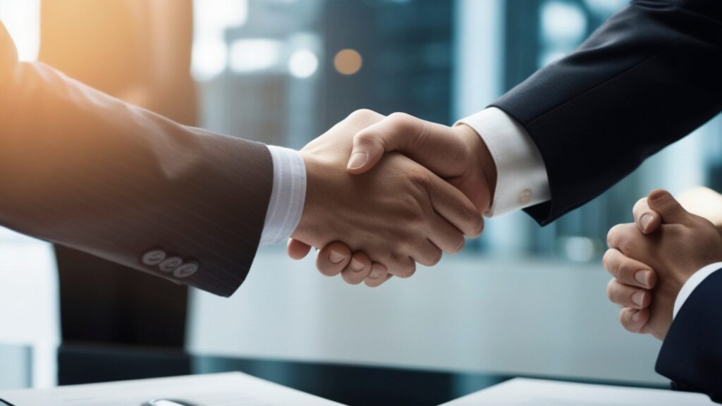 ビジネスパーソンの握手する手