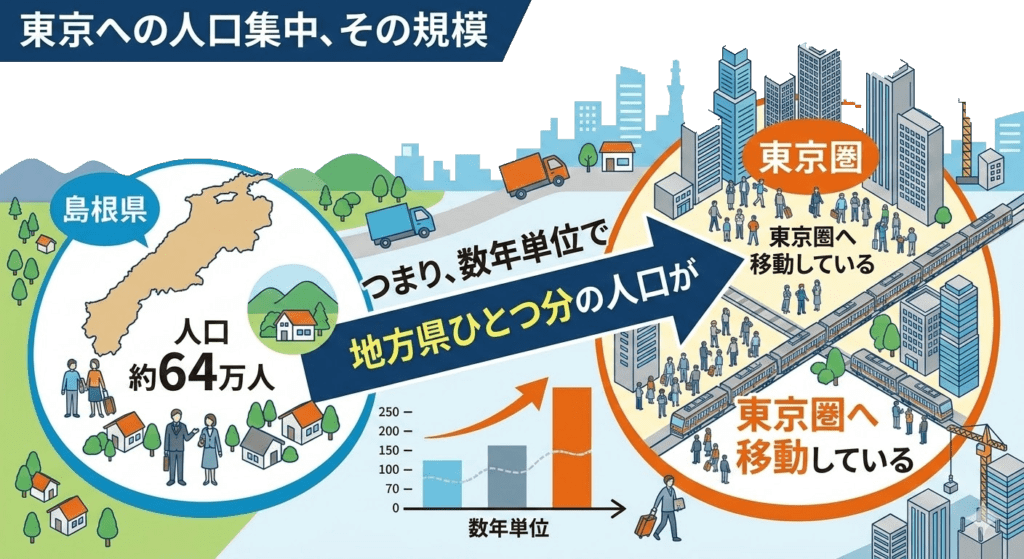 東京への人口吸収はどの程度なのか